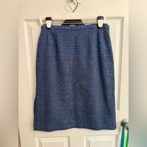 Vintage Pendleton Skirt Size 16 Midi Tweed A Line 100% Wool Academia Blue Pink - Picture 5 of 6